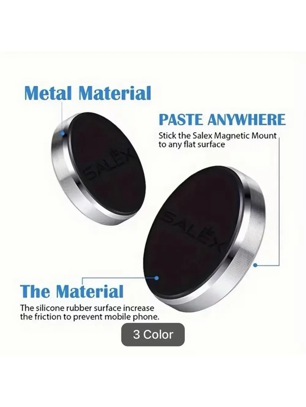 Pack Of 2 Magnetic Car Phone Holder Dashboard Mount | Metal + 2 Plates